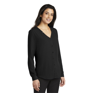 Port Authority Women's Long Sleeve Button-Front Blouse.