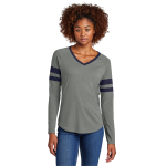 Sport-Tek Ladies Halftime Stripe Long Sleeve V-Neck Tee