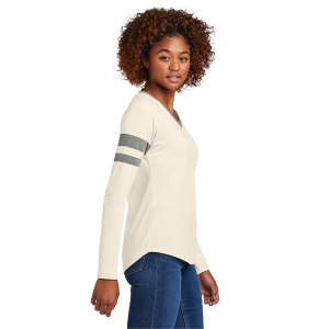 Sport-Tek Ladies Halftime Stripe Long Sleeve V-Neck Tee